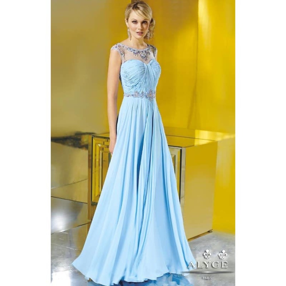 Alyce Paris Light Blue Long Maxi Gown Prom Evening Dress 29618 BWNT - Size 6